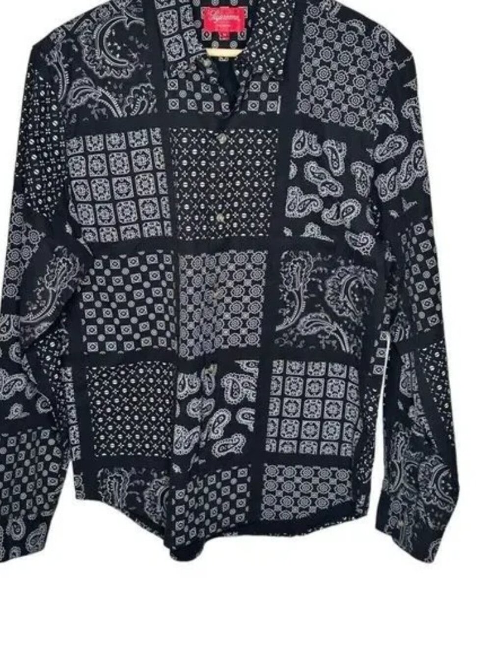 Supreme Paisley Print Long Sleeve Button Up Shirt Size Medium